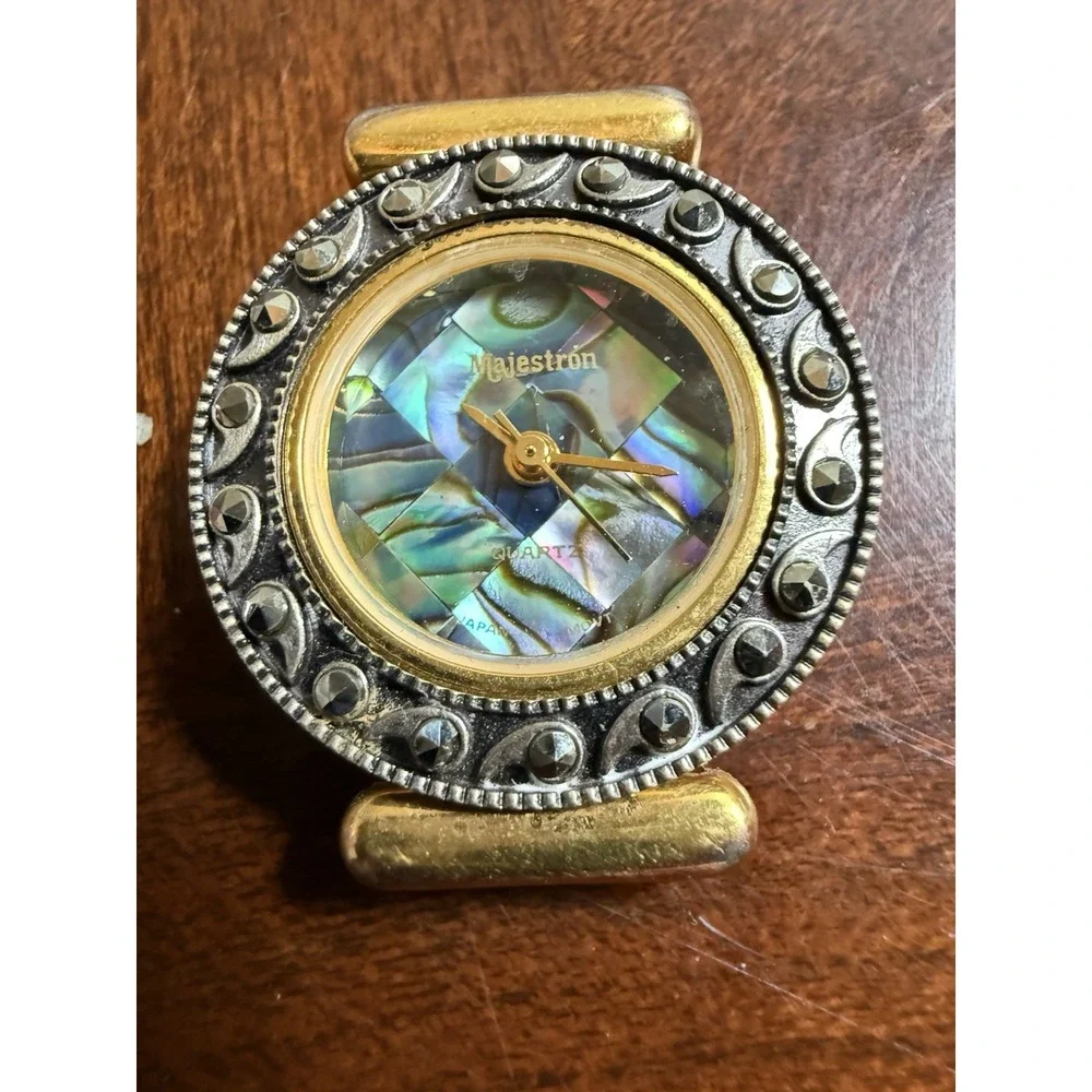 VTG  Majestron‎ Majesti Ladies  Watch Abalone Dial Gold & Black Tone No Band